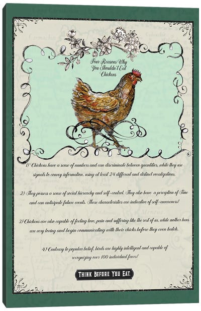 Think Before You Eat - Chicken Canvas Art Print - Fanitsa Petrou