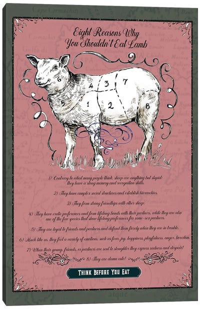 Think Before You Eat - Lamb Canvas Art Print - Animal Rights Art