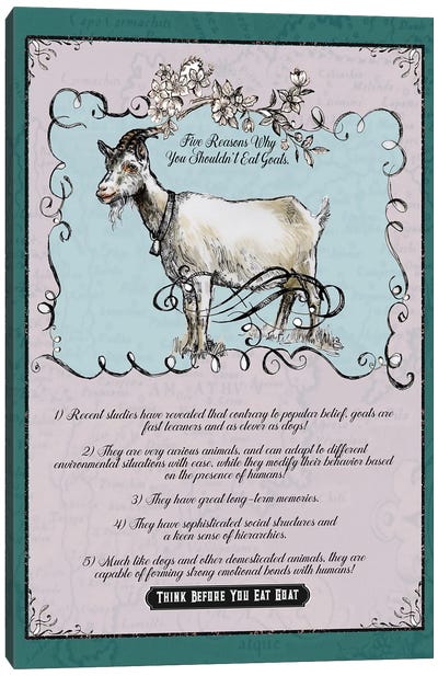 Think Before You Eat - Goat Canvas Art Print - Goat Art