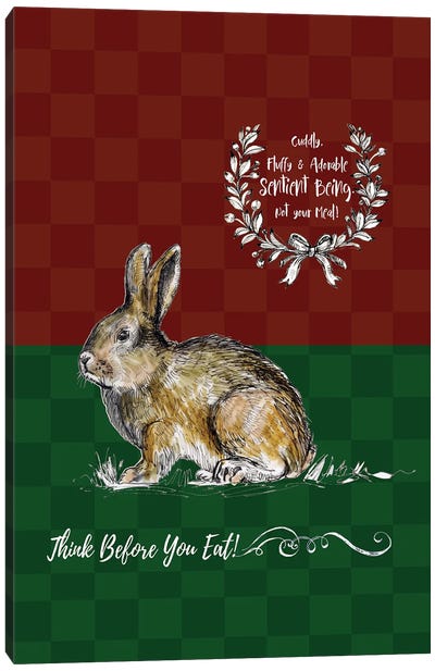 Animal Rights - Rabbit Canvas Art Print - Red Art