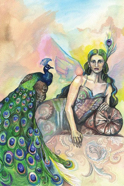 The Lady Of The Peacocks by Fanitsa Petrou framed canvas print