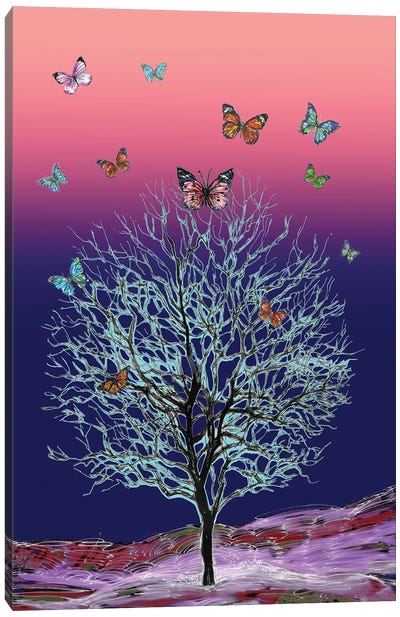 Butterfly Tree Canvas Art Print - Fanitsa Petrou