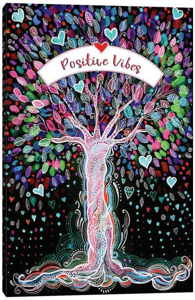 Positive Vibes - Tree of Life Canvas Art Print - Fanitsa Petrou