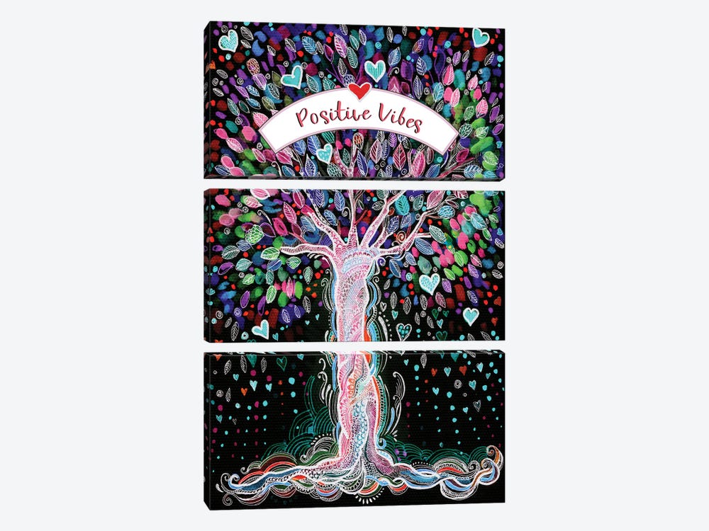 Positive Vibes - Tree of Life by Fanitsa Petrou 3-piece Canvas Art Print