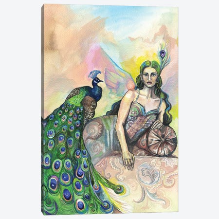 The Lady Of The Peacocks Canvas Print #FPT57} by Fanitsa Petrou Canvas Art