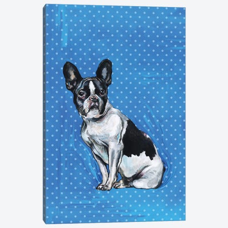 French Bulldog - Blue And White Polka Dots Canvas Print #FPT59} by Fanitsa Petrou Canvas Print