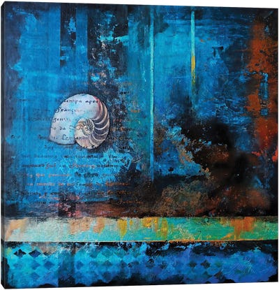 Abstract Realism - Nautilus Shell Canvas Art Print - Blue Abstract Art
