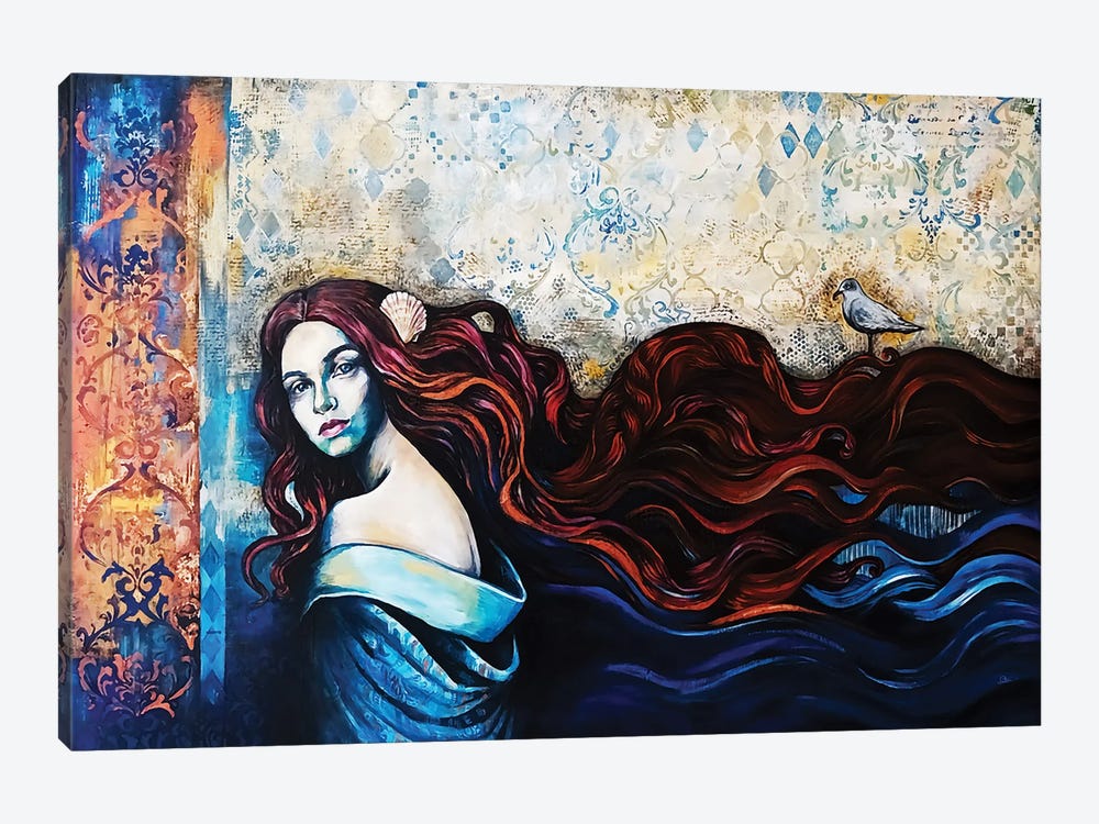 A Seagull On Her Hair - Mermaid by Fanitsa Petrou 1-piece Art Print