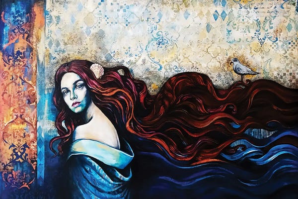Art Nouveau Redux: A Seagull On Her Hair - Mermaid by Fanitsa Petrou