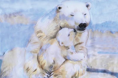 Polar Bears, Mama Bear And Cub VI by Fanitsa Petrou framed canvas print