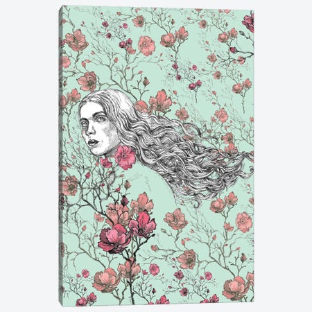 Woman In A Meadow With Red Flowers Canvas Print #FPT63} by Fanitsa Petrou Canvas Art