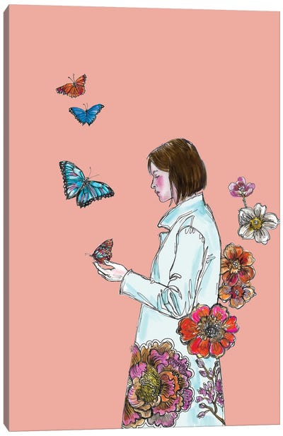 Butterflies And Flowers Canvas Art Print - Fanitsa Petrou
