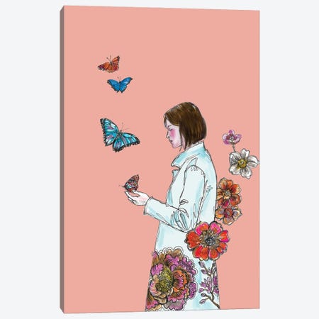 Butterflies And Flowers Canvas Print #FPT69} by Fanitsa Petrou Canvas Artwork