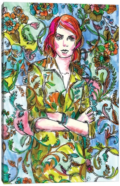 Floral Dress - Fashion Illustration Canvas Art Print - Fanitsa Petrou
