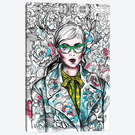 Floral Coat And Glasses - Fashion Illustration Canvas Print #FPT78} by Fanitsa Petrou Art Print