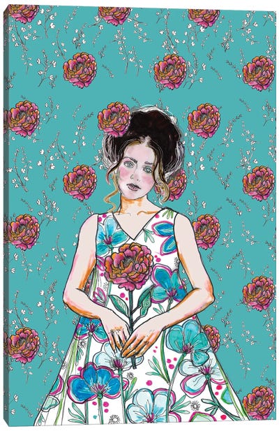 Girl Holding Flower Canvas Art Print - Fanitsa Petrou