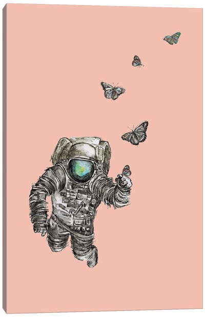 Astronaut - Space Butterflies II Canvas Art Print - Fanitsa Petrou