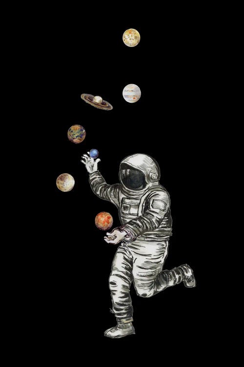 Astronaut - Planet Juggler Canvas Wall Art by Fanitsa Petrou | iCanvas