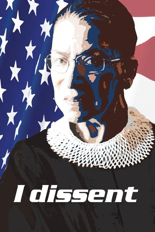 Ruth Bader Ginsberg Quote - I Dissent by Fanitsa Petrou wall art