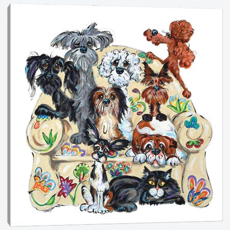 Moms Away Let's Play Canvas Print #FPW150} by Faux Paw Petique, By Debby Carman Canvas Art