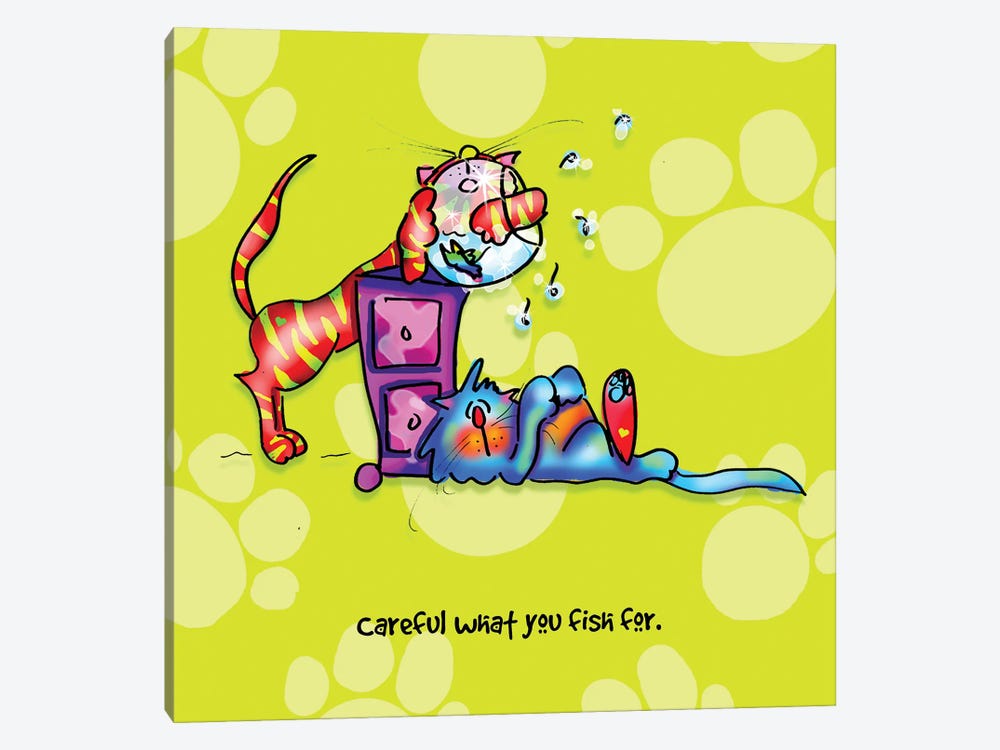 Careful What You Fish For by Faux Paw Petique, By Debby Carman 1-piece Canvas Art