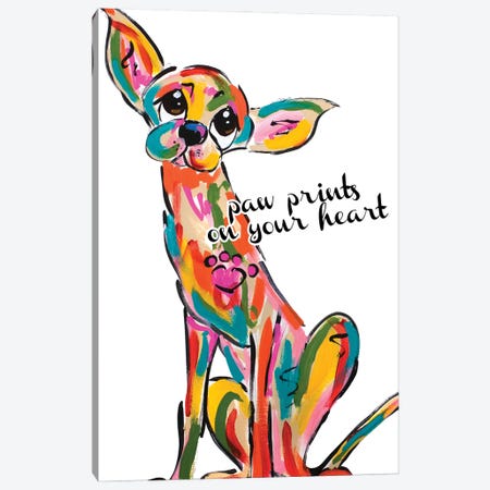 Paw Prints On My Heart Canvas Print #FPW46} by Faux Paw Petique, By Debby Carman Canvas Artwork