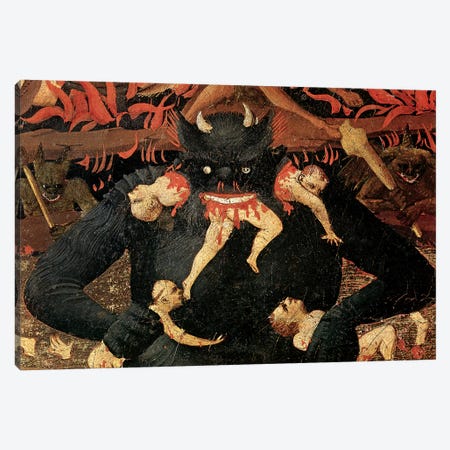 Detail Of Satan Devouring The Damned In Hell, The Last Judgement, c.1431 Canvas Print #FRA13} by Fra Angelico Canvas Print