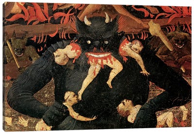 Detail Of Satan Devouring The Damned In Hell, The Last Judgement, c.1431 Canvas Art Print - Religion & Spirituality Art