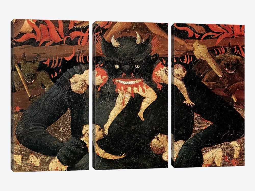 Detail Of Satan Devouring The Damned In Hell, The Last Judgement, c.1431 by Fra Angelico 3-piece Art Print