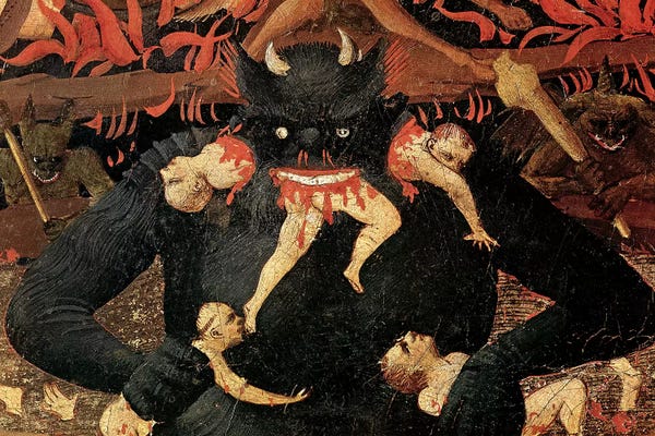 Renaissance: Detail Of Satan Devouring The Damned In Hell, The Last Judgement, c.1431 by Fra Angelico