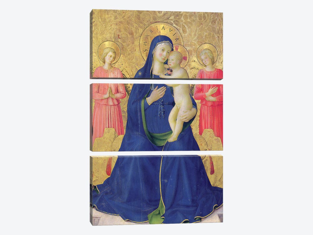 Detail Of The Enthroned Virgin And Child, Bosco ai Frati Altarpiece, 1452 by Fra Angelico 3-piece Canvas Wall Art