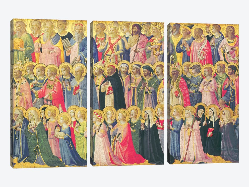 The Forerunners Of Christ With Saints And Martyrs, 1423-24 by Fra Angelico 3-piece Canvas Art Print