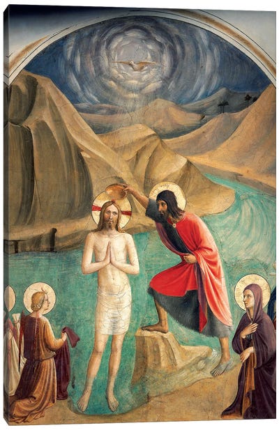 The Baptism Of Christ, 1437-45 Canvas Art Print - Renaissance Art