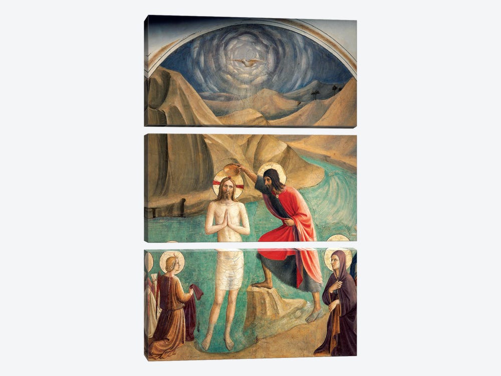 The Baptism Of Christ, 1437-45 by Fra Angelico 3-piece Canvas Art