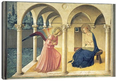 The Annunciation, Convent of San Marco in Florence, c.1438-45 (Museo di San Marco) Canvas Art Print - Renaissance Art