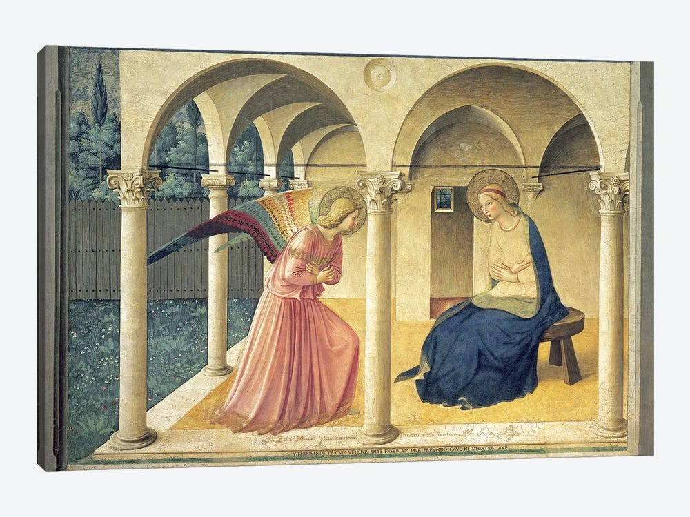 The Annunciation, Convent of San Marco in Florence, c.1438-45 (Museo di San Marco) by Fra Angelico 1-piece Canvas Art Print