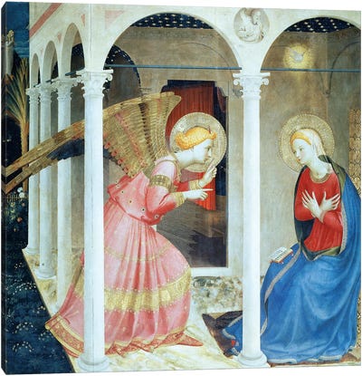 Annunciation Of Cortana, Church of Gesú, 1433-36 (Museo Diocesane, Cortana) Canvas Art Print - Fra Angelico