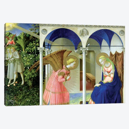 The Annunciation, Convent of Santo Domenico in Fiesole, 1426 (Museo del Prado) Canvas Print #FRA2} by Fra Angelico Canvas Art