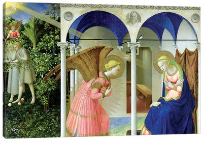 The Annunciation, Convent of Santo Domenico in Fiesole, 1426 (Museo del Prado) Canvas Art Print - Virgin Mary