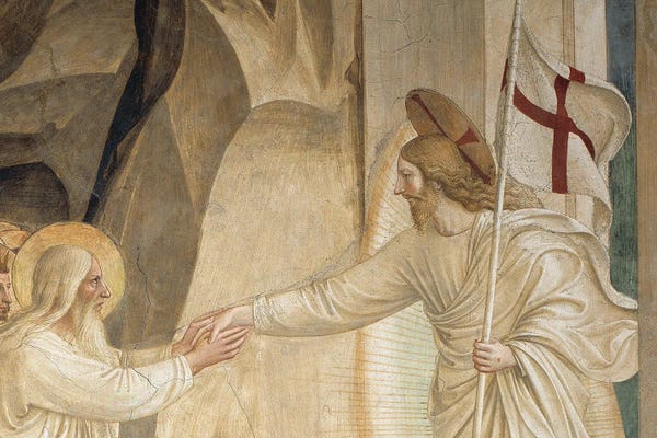 Renaissance: Detail Of Abraham And Jesus, The Descent Into Limbo, 1442 by Fra Angelico