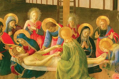 Detail of Center, Lamentation Over The Dead Christ, 1436-41 by Fra Angelico art print