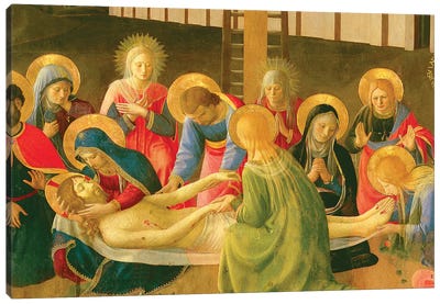 Detail of Center, Lamentation Over The Dead Christ, 1436-41 Canvas Art Print - Virgin Mary