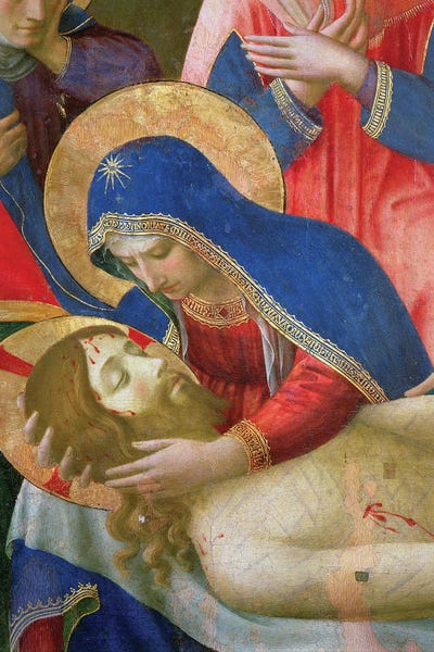 Renaissance: Detail of Madonna Holding Jesus, Lamentation Over The Dead Christ, c.1436-40 by Fra Angelico