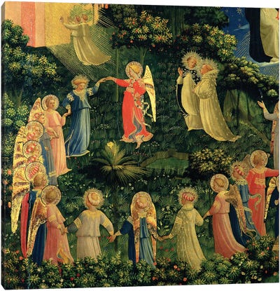 Detail Of Paradise, The Last Judgement, c.1425-30 Canvas Art Print - Fra Angelico
