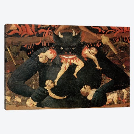 Detail Of Satan Devouring The Damned In Hell, The Last Judgement, c.1431 Canvas Print #FRA35} by Fra Angelico Canvas Artwork