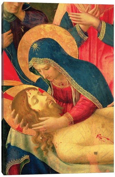 Detail Of The Virgin Mary Holding Christ, Lamentation Over The Dead Christ, c.1436-40 Canvas Art Print - Fra Angelico