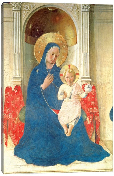 Deatil Of The Enthroned Virgin And Child, Madonna delle Ombre, 1450 Canvas Art Print - Fra Angelico