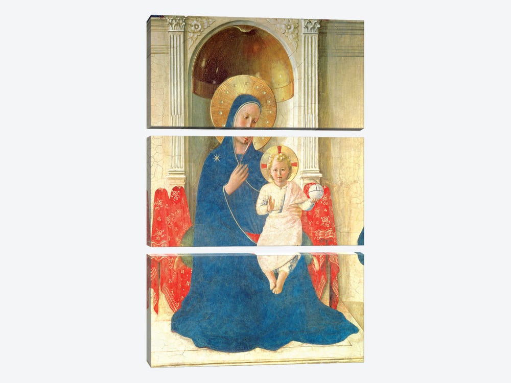 Deatil Of The Enthroned Virgin And Child, Madonna delle Ombre, 1450 by Fra Angelico 3-piece Canvas Wall Art