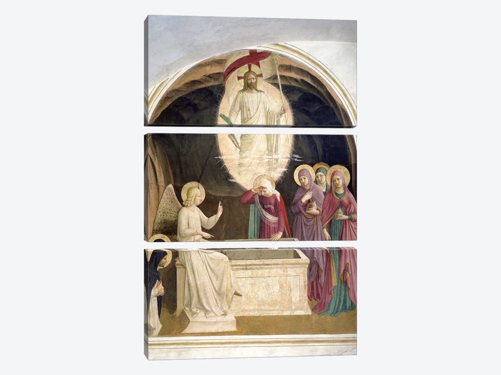 The Resurrection Of Christ And The Pious Women At The Sepulchre, 1442 by Fra Angelico 3-piece Canvas Art