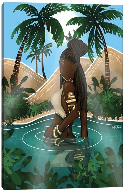 Oasis Goddess Canvas Art Print - Colored Afros Art